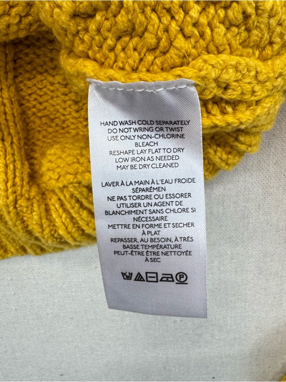 Anthropologie Mustard Yellow Cable Knit Puff Sleeve Cardigan Sweater Sz M - Picture 8 of 15